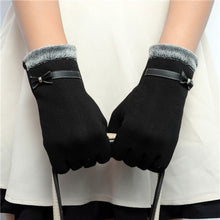 Elegant Womens Screen Warm Wrist Gloves Mittens Cashmere Bow Full Finger IMY66