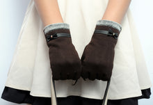 Elegant Womens Screen Warm Wrist Gloves Mittens Cashmere Bow Full Finger IMY66