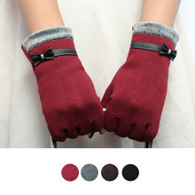 Elegant Womens Screen Warm Wrist Gloves Mittens Cashmere Bow Full Finger IMY66