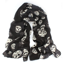 Elegant Womens Silk Scarves Chiffon Skull Print Scarf Shawl for Women lencos e echarpes femininos IMY66