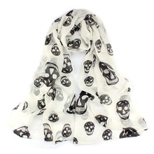 Elegant Womens Silk Scarves Chiffon Skull Print Scarf Shawl for Women lencos e echarpes femininos IMY66