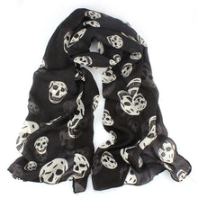 Elegant Womens Silk Scarves Chiffon Skull Print Scarf Shawl for Women lencos e echarpes femininos IMY66