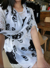 Elegant Womens Silk Scarves Chiffon Skull Print Scarf Shawl for Women lencos e echarpes femininos IMY66