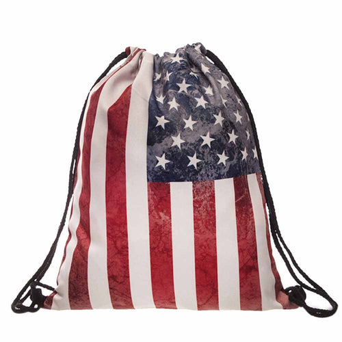 Flag Print Drawstring Backpacks 3D Printing Bags Backpack mochila feminina Harajuku Drawstring Bag Backpacks IMY66