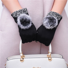 Fur Ball Gloves For Women Phone Touch Screen Cotton Warm Gloves Mittens Female Gloves luvas de inverno IMY66