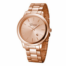 Geneva Watches Women Dress Watch Rose Golden Men Casual Unisex Auto Date Quartz Wristwatches hombre Reloj Mujer IMY66
