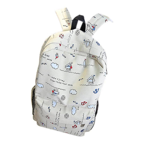 Girl Women Casual Printed Canvas Shoulder Backpack School Bag For Teenage Girls IMY66