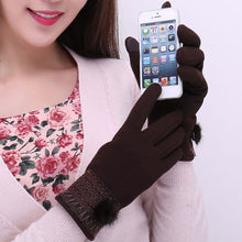 Gloves For Womens Faux Fur Splice Touch Screen Outdoor Warm Gloves Mittens Cashmere Female IMY66