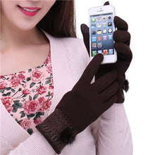 Gloves For Womens Faux Fur Splice Touch Screen Outdoor Warm Gloves Mittens Cashmere Female IMY66