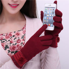 Gloves For Womens Faux Fur Splice Touch Screen Outdoor Warm Gloves Mittens Cashmere Female IMY66