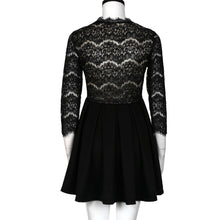 Lace Dress For Women Lady Sexy Hollow Three Quarter Sleeve V-neck Party Mini Dress vestidos de festa Black IMY66