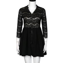 Lace Dress For Women Lady Sexy Hollow Three Quarter Sleeve V-neck Party Mini Dress vestidos de festa Black IMY66