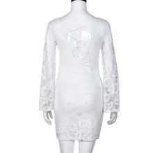 Lace Dress Women Sexy Backless Bandage Long Sleeve Party Mini Dress Casual Women Dresses vestidos femininos IMY66