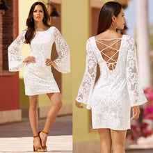 Lace Dress Women Sexy Backless Bandage Long Sleeve Party Mini Dress Casual Women Dresses vestidos femininos IMY66