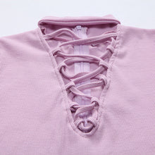 Lace Up Style Women Sexy Bodysuit Bandage Halter Deep V-neck Long-sleeved Jumpsuit Tee Shirt macacao feminino IMY66