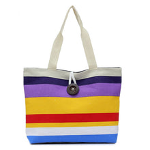 Lady Casual Reusable Foldable Striped Handbag Shoulder Canvas Bag Tote Purse Messenger bolsa compra IMY66