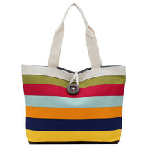 Lady Casual Reusable Foldable Striped Handbag Shoulder Canvas Bag Tote Purse Messenger bolsa compra IMY66