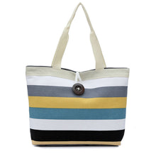 Lady Casual Reusable Foldable Striped Handbag Shoulder Canvas Bag Tote Purse Messenger bolsa compra IMY66