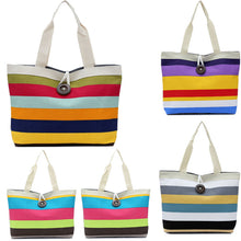 Lady Casual Reusable Foldable Striped Handbag Shoulder Canvas Bag Tote Purse Messenger bolsa compra IMY66