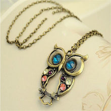 Lady Crystal Big Blue Eyed Owl Long Chain Pendant Sweater Coat Necklace IMY66