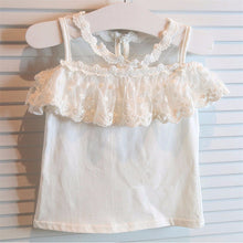 Lovely Kids Girls Clothes Off Shoulder Strapless Sling Lace Shirt Tops+Plaid Pants Clothing 2 Piece Set IMY66