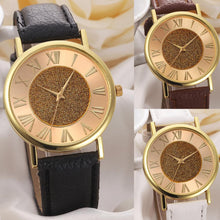 Luxury Women Watches Golden Glitter PU Leather Band Analog Quartz Wrist Watch Watches relojes mujer IMY66