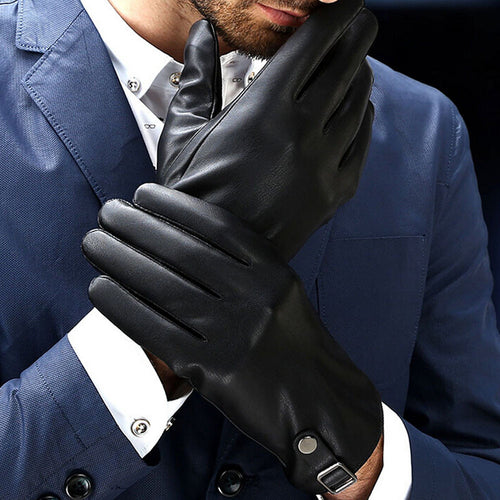 Men Gloves Thermal Warm Sports PU Leather Phone Touch Screen Gloves Mittens Cashmere Gloves For Men IMY66