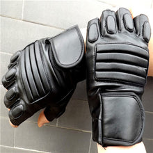 Men PU Leather Fingerless Gloves Half Finger Motorcycle Sports Outdoor Protection Fighting Gloves Mitten IMY66