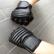 Men PU Leather Fingerless Gloves Half Finger Motorcycle Sports Outdoor Protection Fighting Gloves Mitten IMY66