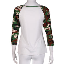 Patchwork T-Shirt Women Camouflage Print Three Quarter Tee shirt femme Blusas Femininas camisetas y top IMY66