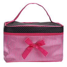 Portable Square Bow Stripe Travel Storage Bags Cosmetic Makeup Case Bag IMY66