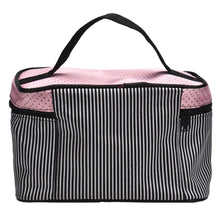 Portable Square Bow Stripe Travel Storage Bags Cosmetic Makeup Case Bag IMY66