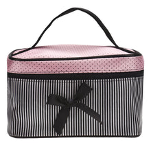 Portable Square Bow Stripe Travel Storage Bags Cosmetic Makeup Case Bag IMY66