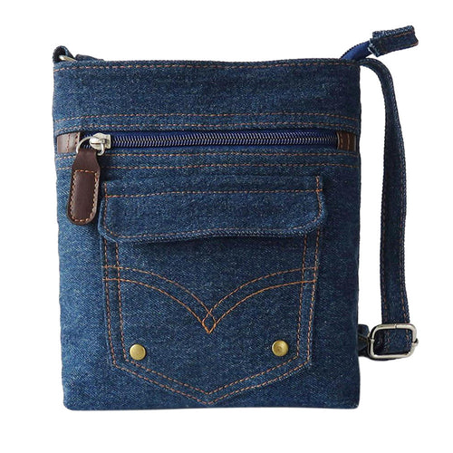 Retro Women Lady Dark Blue Denim Handbag Boho Messenger Crossbody Shoulder Bags Tote Purse Bag bolsas femininas IMY66
