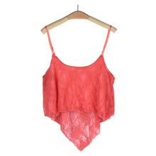 Sexy Crop Tops For Women Loose Spaghetti Strap Lace Irregular Hem Short Cropped VesT-Shirts Camis Tank Tops IMY66