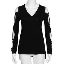 Sexy Hollow Sleeve T-Shirts For Women Solid Casual Club Long Sleeve Tee Shirts femme camisetas y tops IMY66