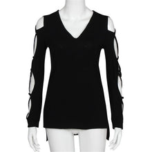 Sexy Hollow Sleeve T-Shirts For Women Solid Casual Club Long Sleeve Tee Shirts femme camisetas y tops IMY66