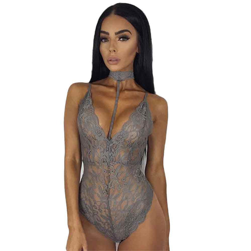 Sexy Lingerie For Women Deep V Neck Lace Backless Strap Choker Jumpsuit Swimsuit Bodysuit Rompers Womens Tees IMY66