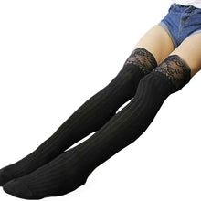 Solid Color Women Girl Stockings Sexy Over Knee Leg Warmer Soft Cotton Lace Thigh High Stockings IMY66