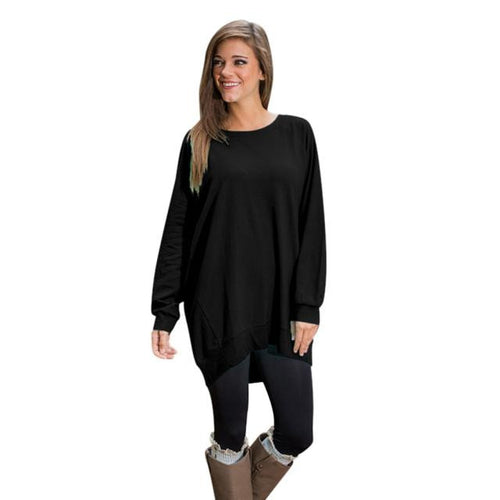 Solid T-Shirts For Women Ladies Casual Loose Long Sleeve Tunic Tops Pullover Tee Shirt femme camisetas y tops IMY66