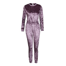 Solid Velvet Jumpsuit For Women Casual long Sleeved Round Neck Slim Playsuit Bodysuit Jumpsuit Tops monos largo IMY66