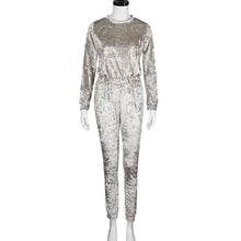 Solid Velvet Jumpsuit For Women Casual long Sleeved Round Neck Slim Playsuit Bodysuit Jumpsuit Tops monos largo IMY66