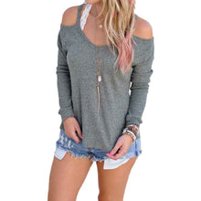 Solid Women T-Shirts Sexy Off Shoulder Long Sleeve O Neck Strapless Tops Casual Tee shirt femme camisetas y top IMY66