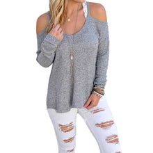 Solid Women T-Shirts Sexy Off Shoulder Long Sleeve O Neck Strapless Tops Casual Tee shirt femme camisetas y top IMY66