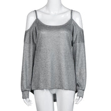 Solid Women T-Shirts Sexy Off Shoulder Long Sleeve O Neck Strapless Tops Casual Tee shirt femme camisetas y top IMY66