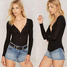 Solid Womens Ladies Sexy T-Shirts Long Sleeve Deep V Neck Pullover Tops Tee Shirts femme camiseta mujer IMY66