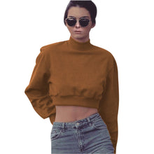 Solid Womens Long Sleeve Sweatshirt Jumper Sweater Crop Tops Pullover Tops Hoodie Tee Shirts camisas feminina IMY66