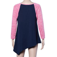 Women Casual Raglan Sleeve T-Shirt Three Quarter O Neck Irregular Loose Shirt Tops Matching IMY66