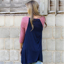 Women Casual Raglan Sleeve T-Shirt Three Quarter O Neck Irregular Loose Shirt Tops Matching IMY66