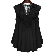 Women Blouses Tank Tops Casual Lace Splice Chiffon Vest Top Sleeveless V Neck Blouse blusa feminina IMY66